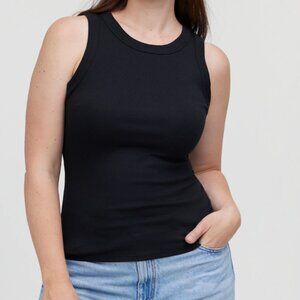 Madewell Supima Black Cutaway Rib Tank Top Size XXS